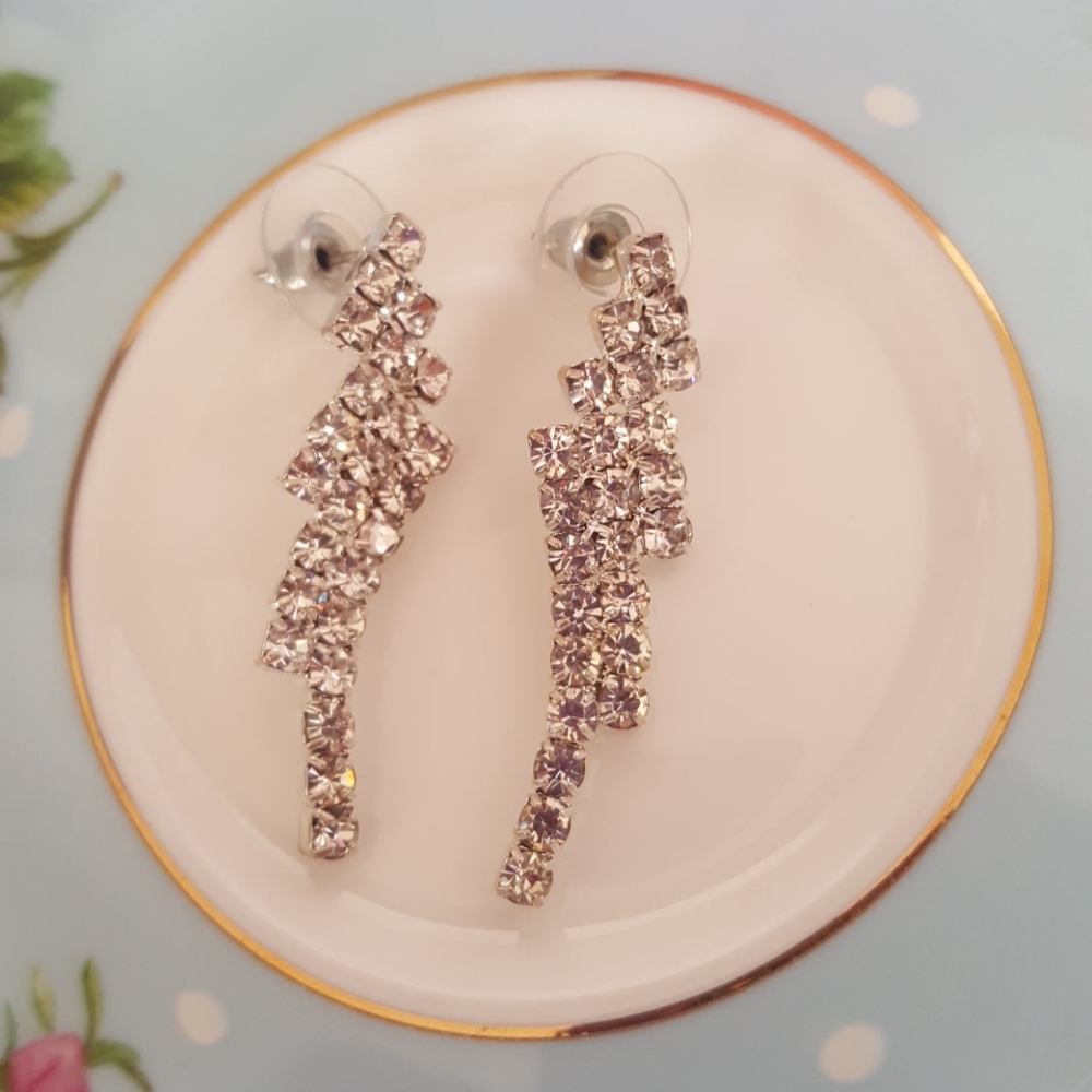 Crystal rhinestone earrings - Picture 2 of 4
